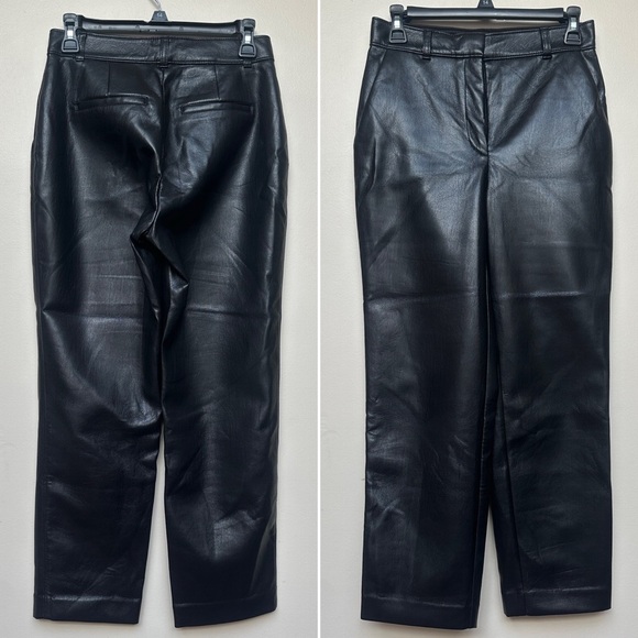 Aritzia Babaton Faux Leather Pants Black Straight Leg Size 4 - Picture 1 of 10